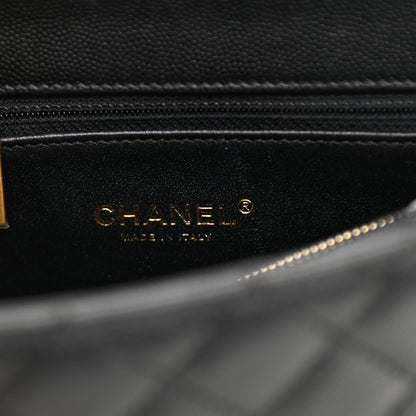 Chanel Caviar Lizard Embossed Quilted Small Coco Handle Flap Black 7 of 12