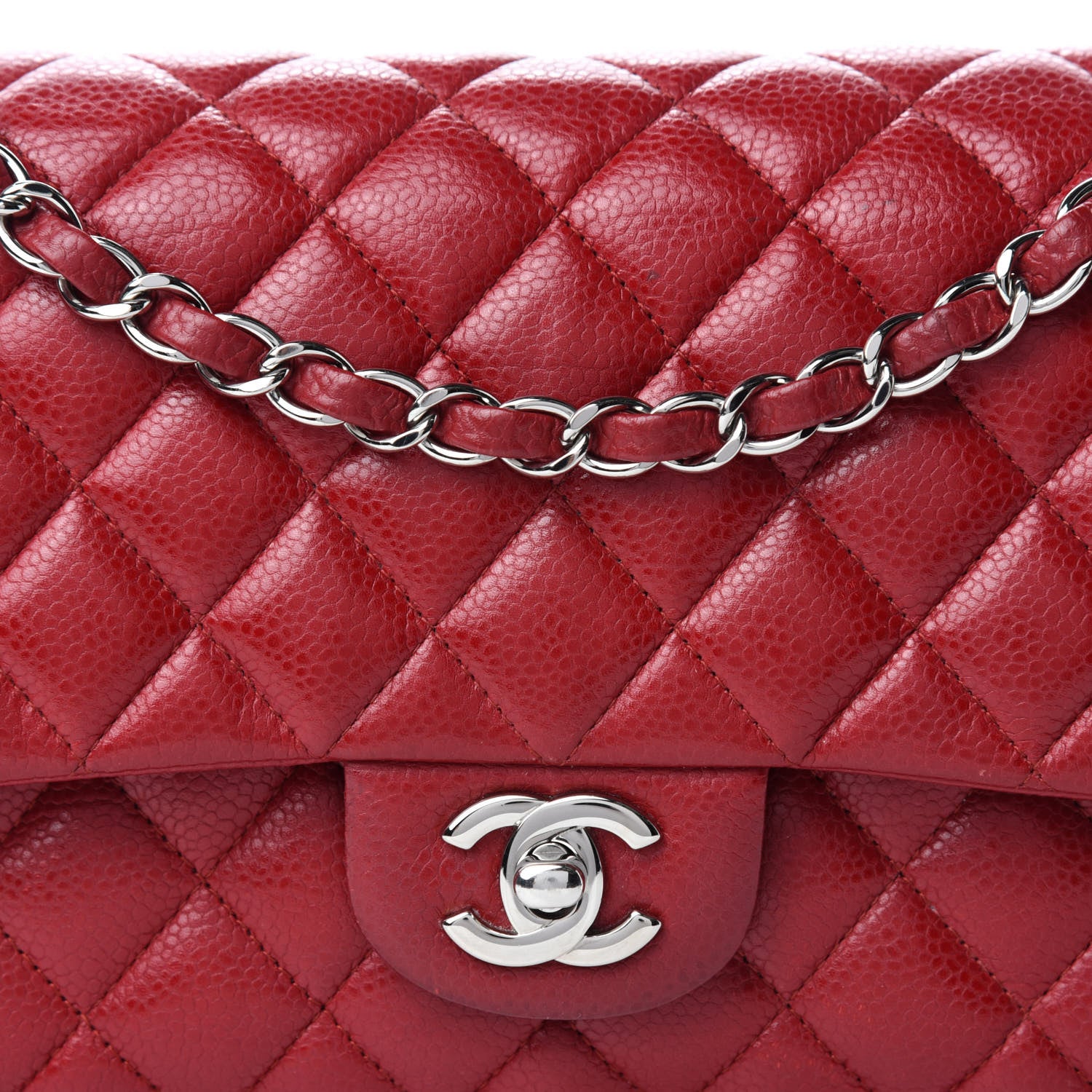 Chanel Caviar Quilted Medium Double Flap Red 12 of 13