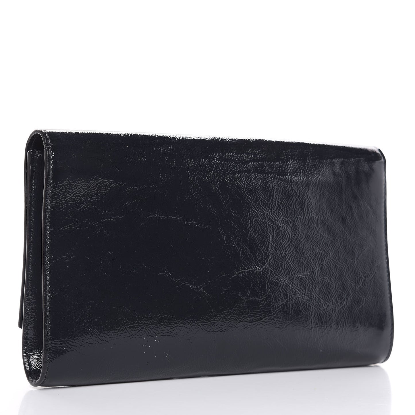 Textured Patent Calfskin Large Belle De Jour Clutch Deep Marine