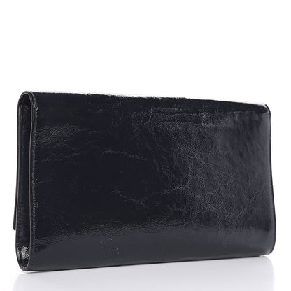 Saint Laurent Textured Patent Calfskin Large Belle De Jour Clutch Deep Marine 3 of 16