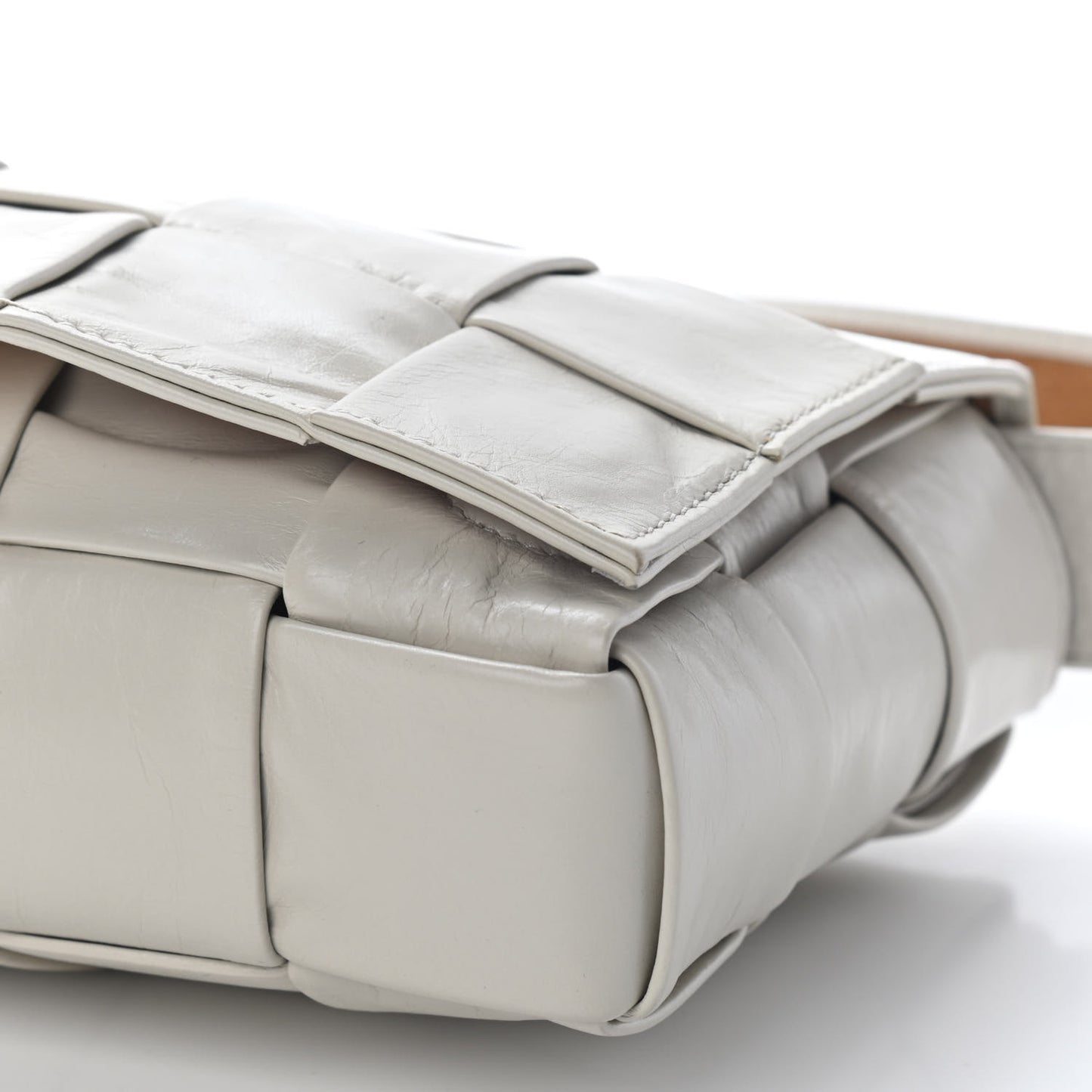 Lambskin Maxi Intrecciato Shoulder Bag Bag White
