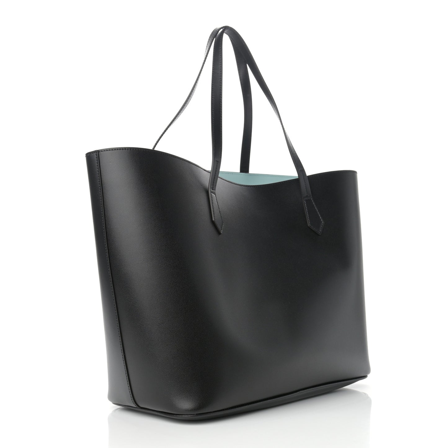 Calfskin Logo Print Wing Shopping Bag Black