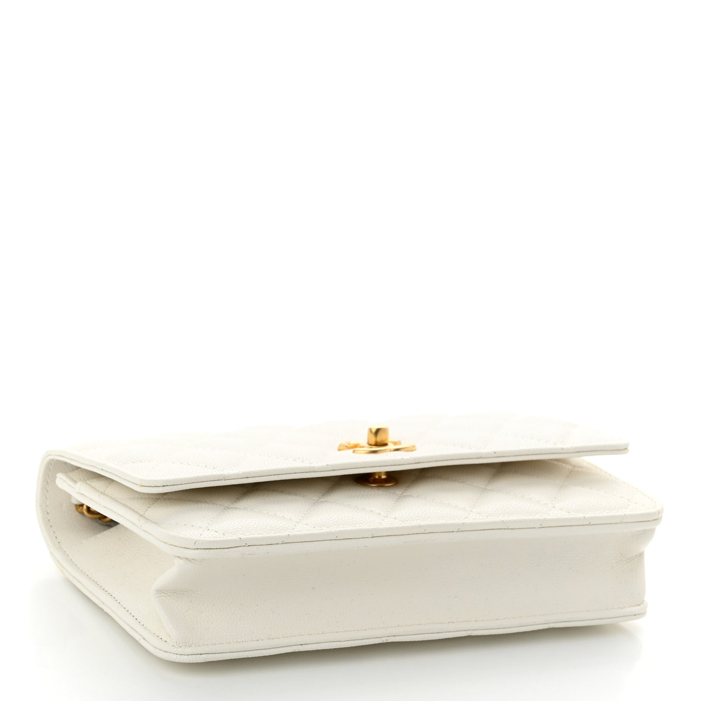 Caviar Quilted Twist Your Buttons Wallet On Chain WOC White