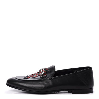 Gucci Lambskin Kingsnake Embroidered Mens Brixton Horsebit Loafers 9.5 Black 1 of 11