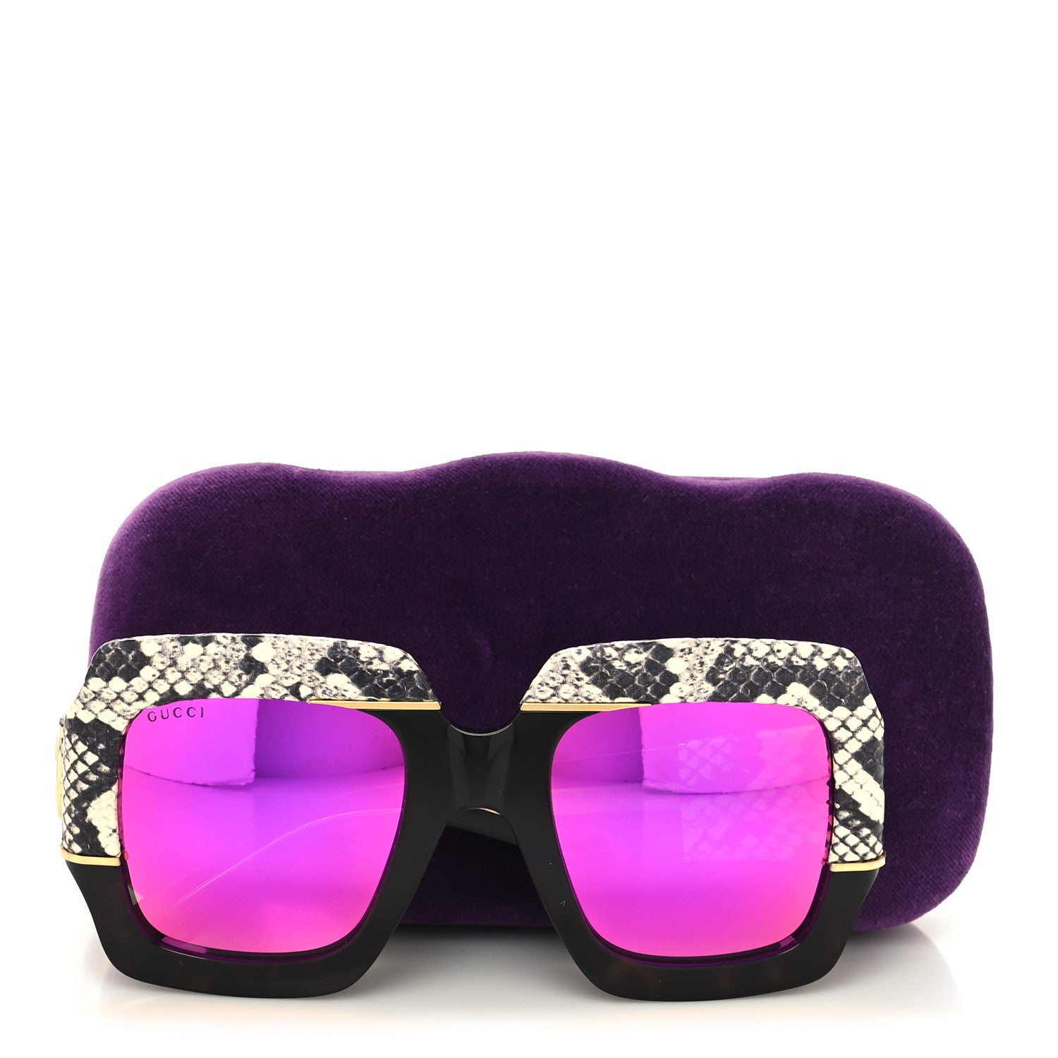 Gucci Snakeskin Acetate Square Sunglasses GG0484S Havana 8 of 8