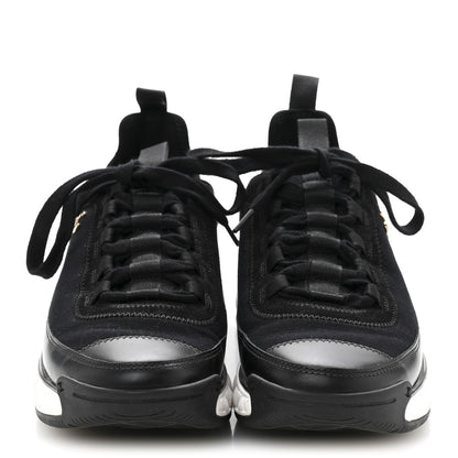 Chanel Velvet Calfskin Mixed Fibers CC Sneakers 38 Black 3 of 8
