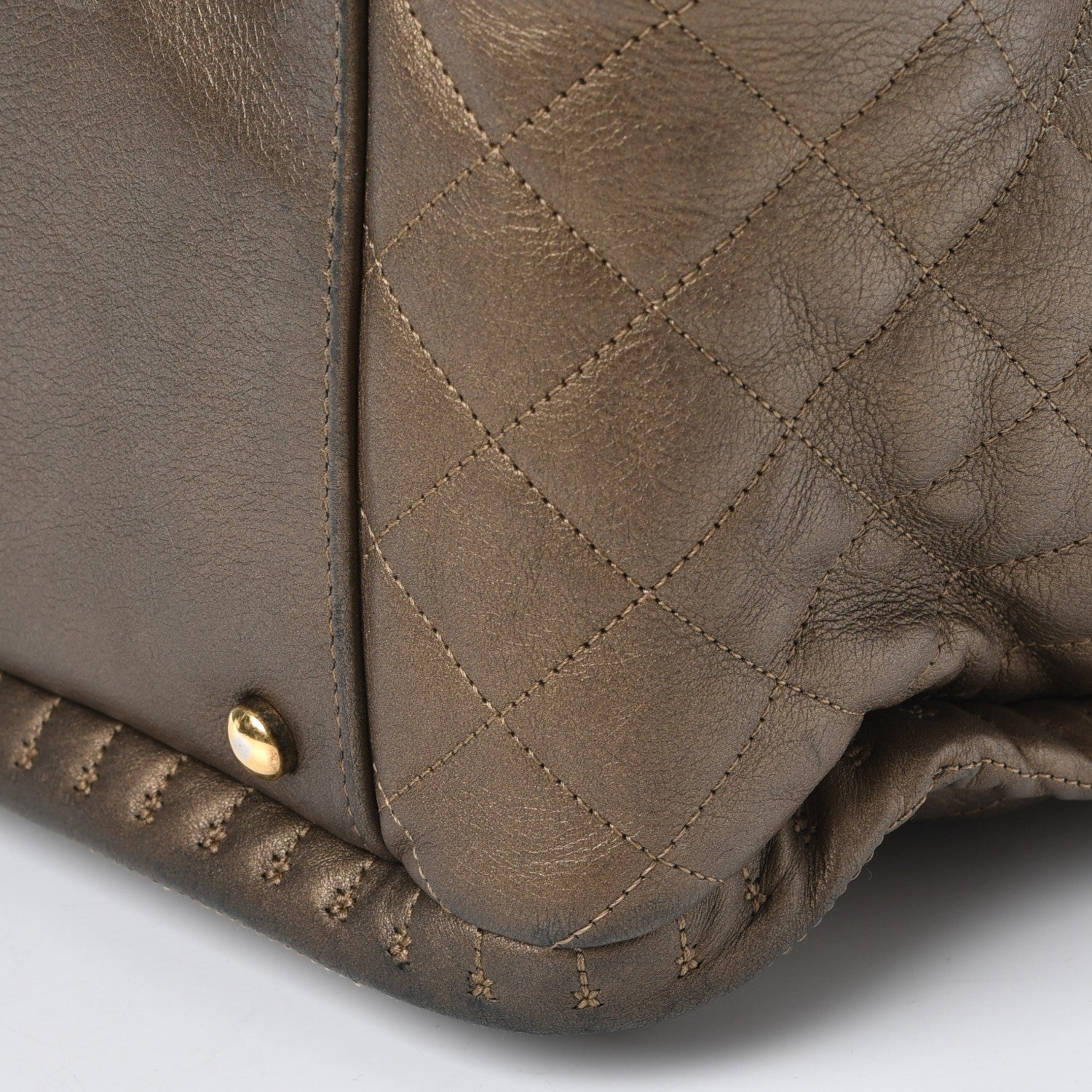 Chanel Metallic Calfskin Quilted Large Istanbul Tote Gold 12 of 12