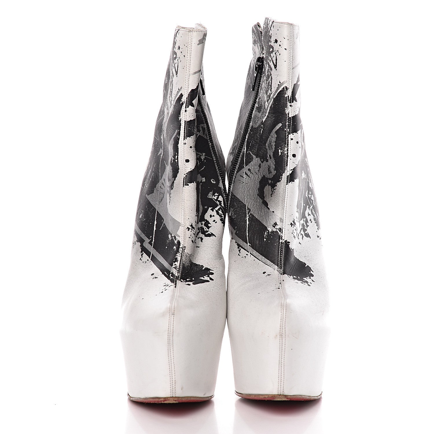 Christian Louboutin Calfskin Daf Booty Tag 160 Ankle Boots 41 White Black 2 of 11