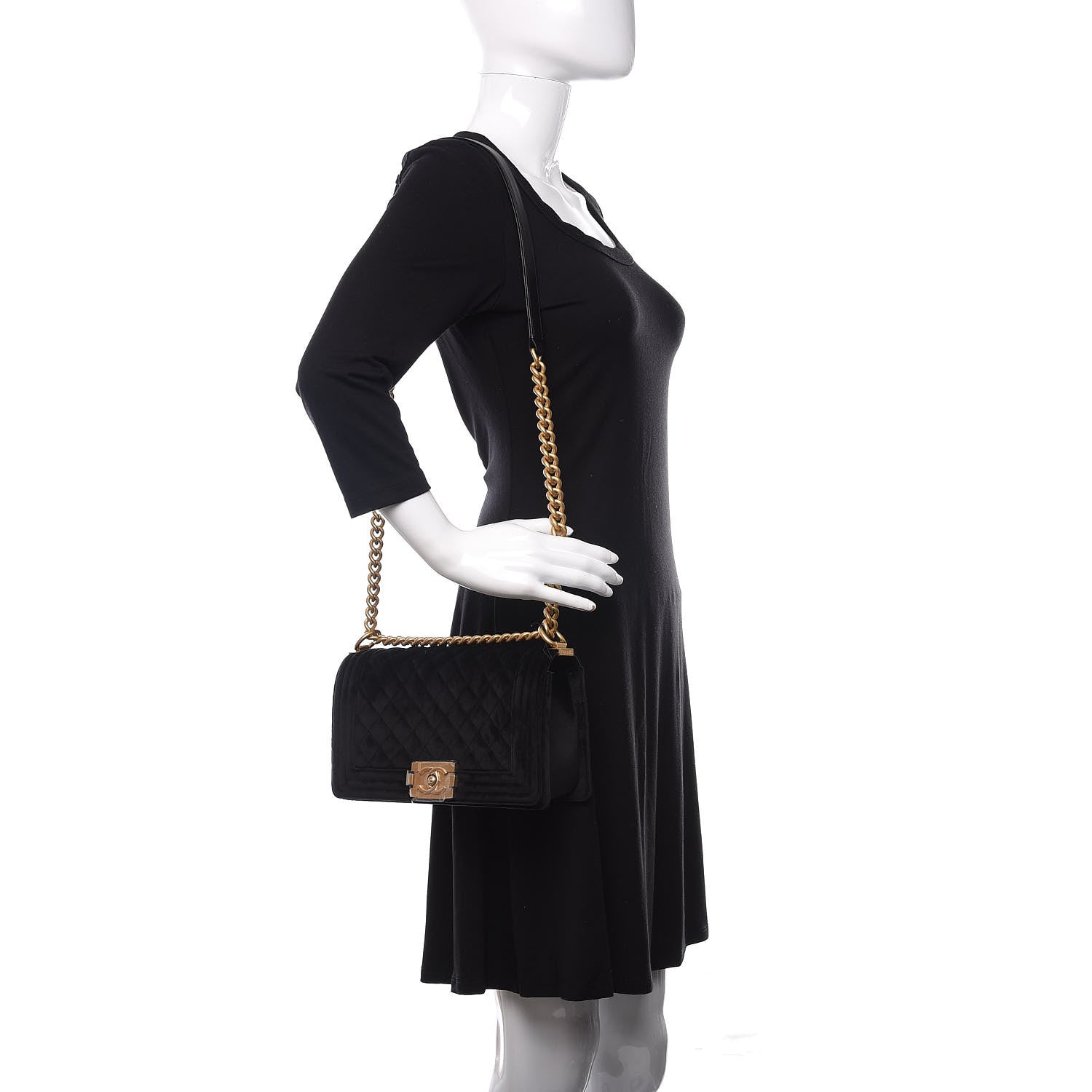 Chanel Velvet Quilted Medium Boy Flap Black 2 of 10