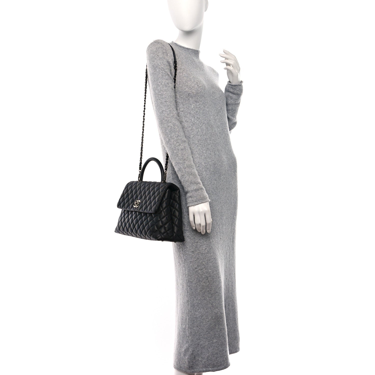 Chanel Caviar Quilted Medium Coco Handle Flap Black 2 of 9