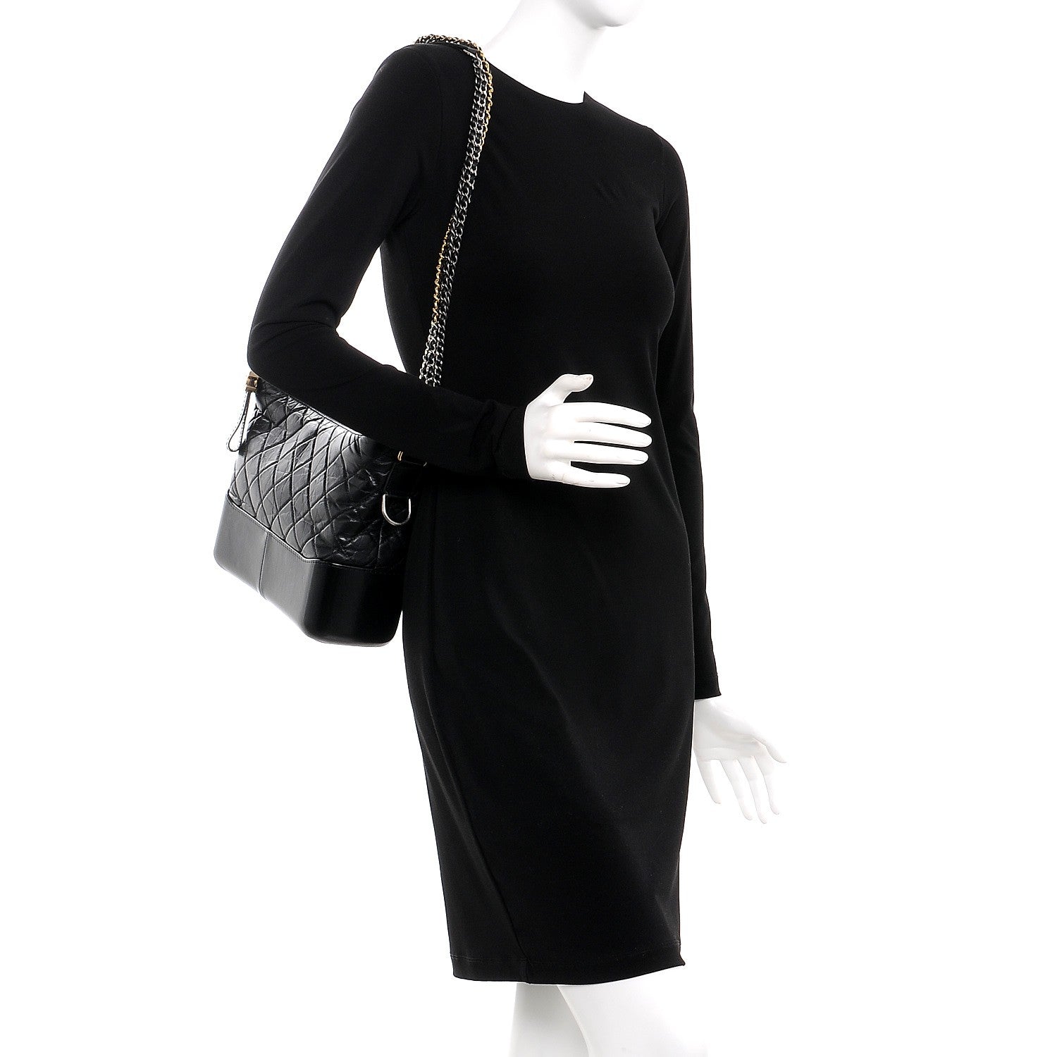 Chanel Aged Calfskin Quilted Medium Gabrielle Hobo Black 2 of 7