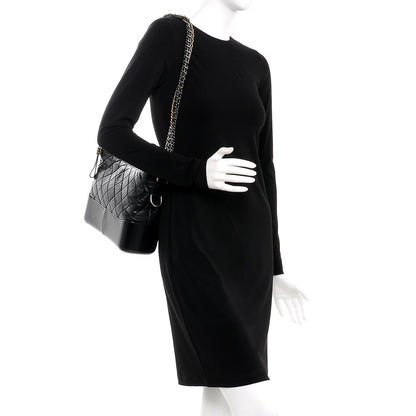 Chanel Aged Calfskin Quilted Medium Gabrielle Hobo Black 2 of 7