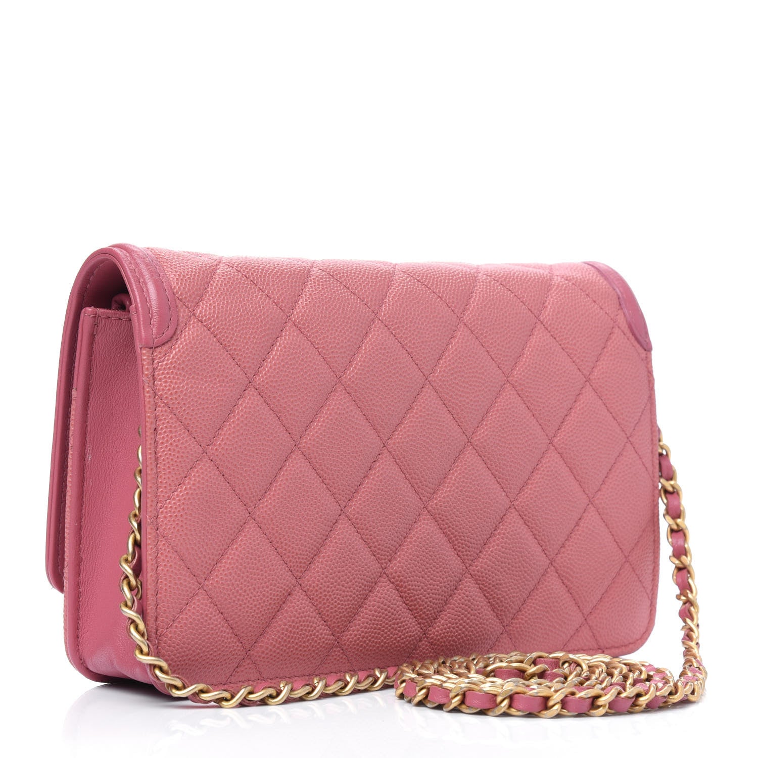 Chanel Caviar Quilted CC Filigree Wallet On Chain WOC Pink 3 of 18