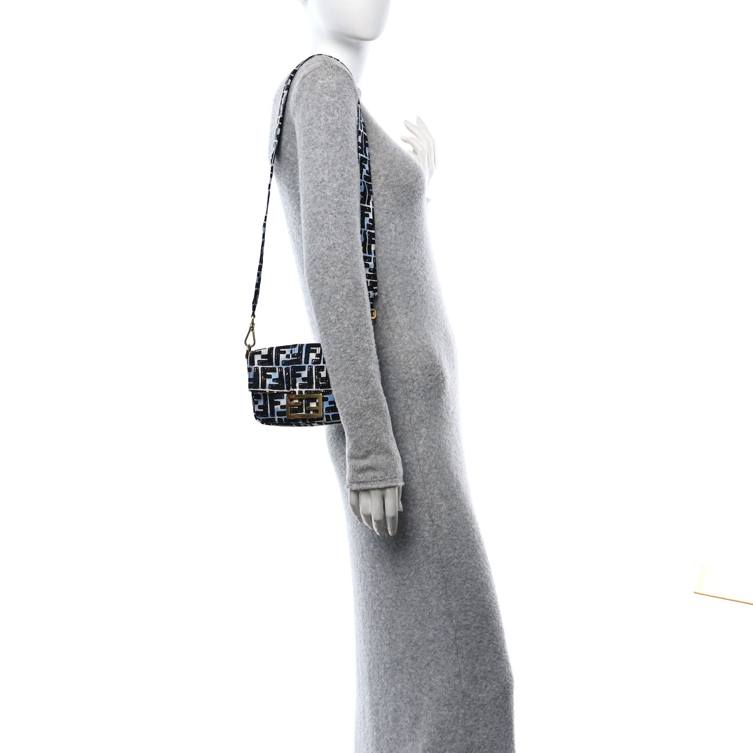 Fendi X JOSHUA VIDES Nylon FF Cloudy Mini Belt Baguette Bag White Celeste Black 2 of 11