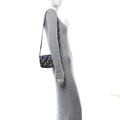 Fendi X JOSHUA VIDES Nylon FF Cloudy Mini Belt Baguette Bag White Celeste Black 2 of 11