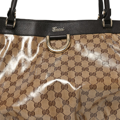 Gucci Crystal Monogram Large D Gold Ring Tote Dark Brown 8 of 10