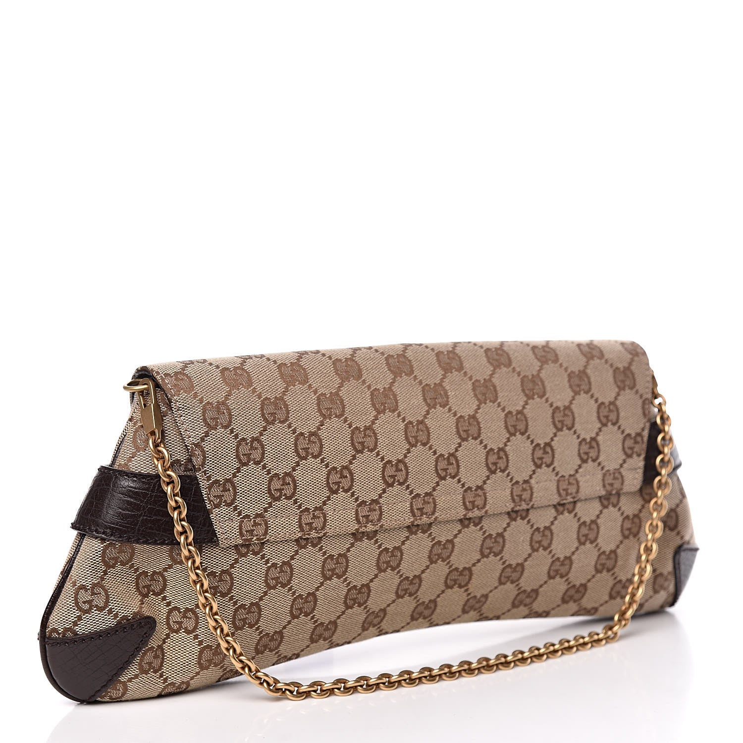 Gucci Monogram Horsebit Clutch Dark Brown 3 of 11