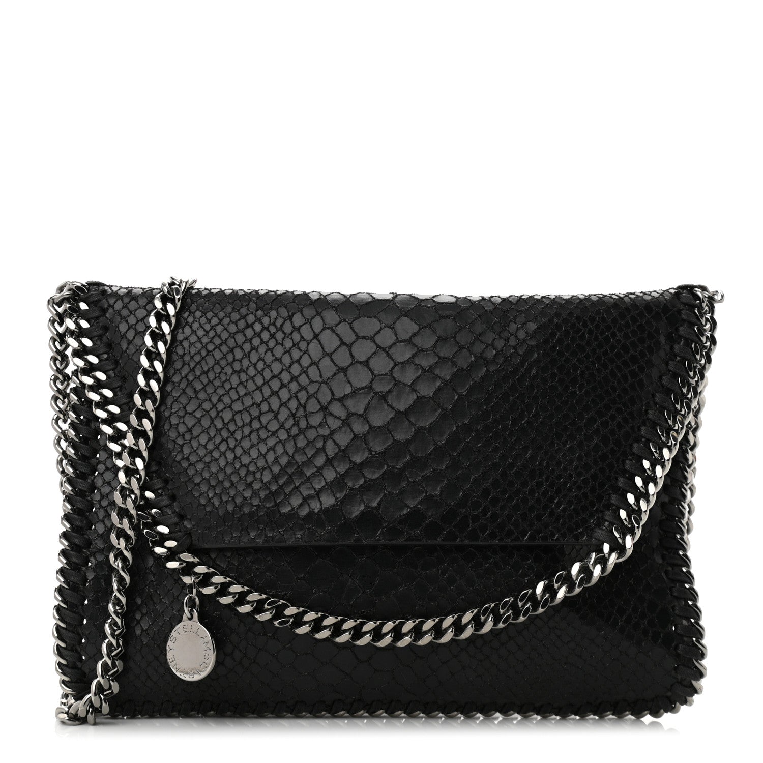 Stella McCartney Snakeskin Effect Tiny Falabella Fold Over Tote Black 1 of 9