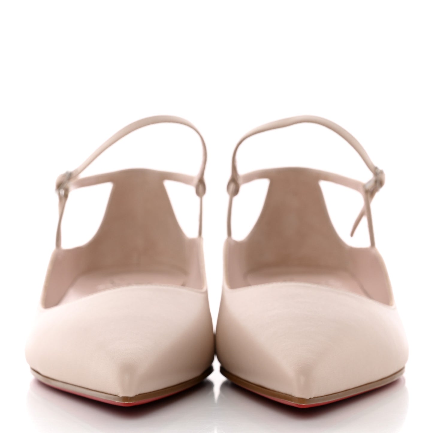 Calfskin Conclusive Spike Ankle Strap Ballerina Flats 39.5 Leche