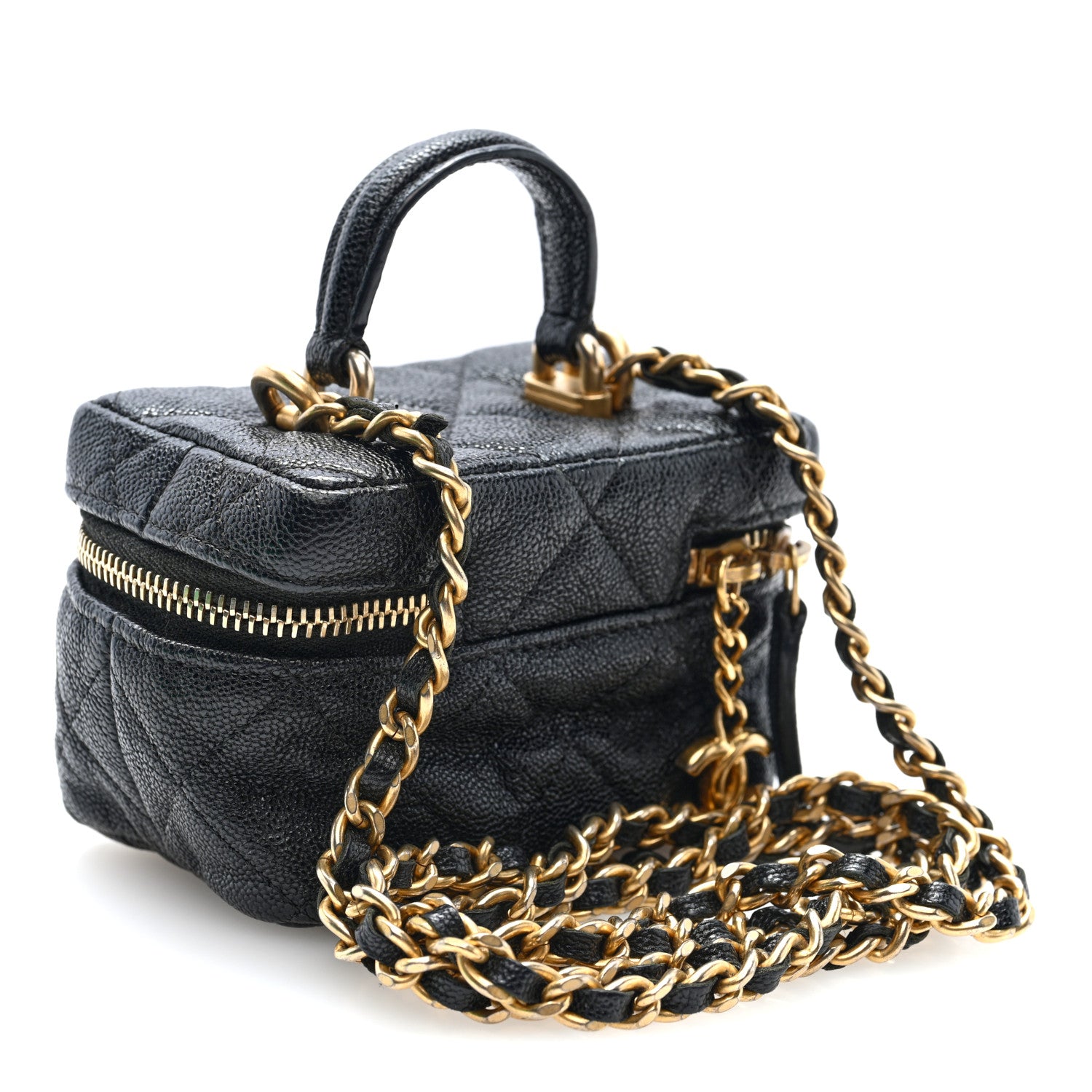 Chanel Caviar Quilted Mini Top Handle Vanity With Chain Black 2 of 9