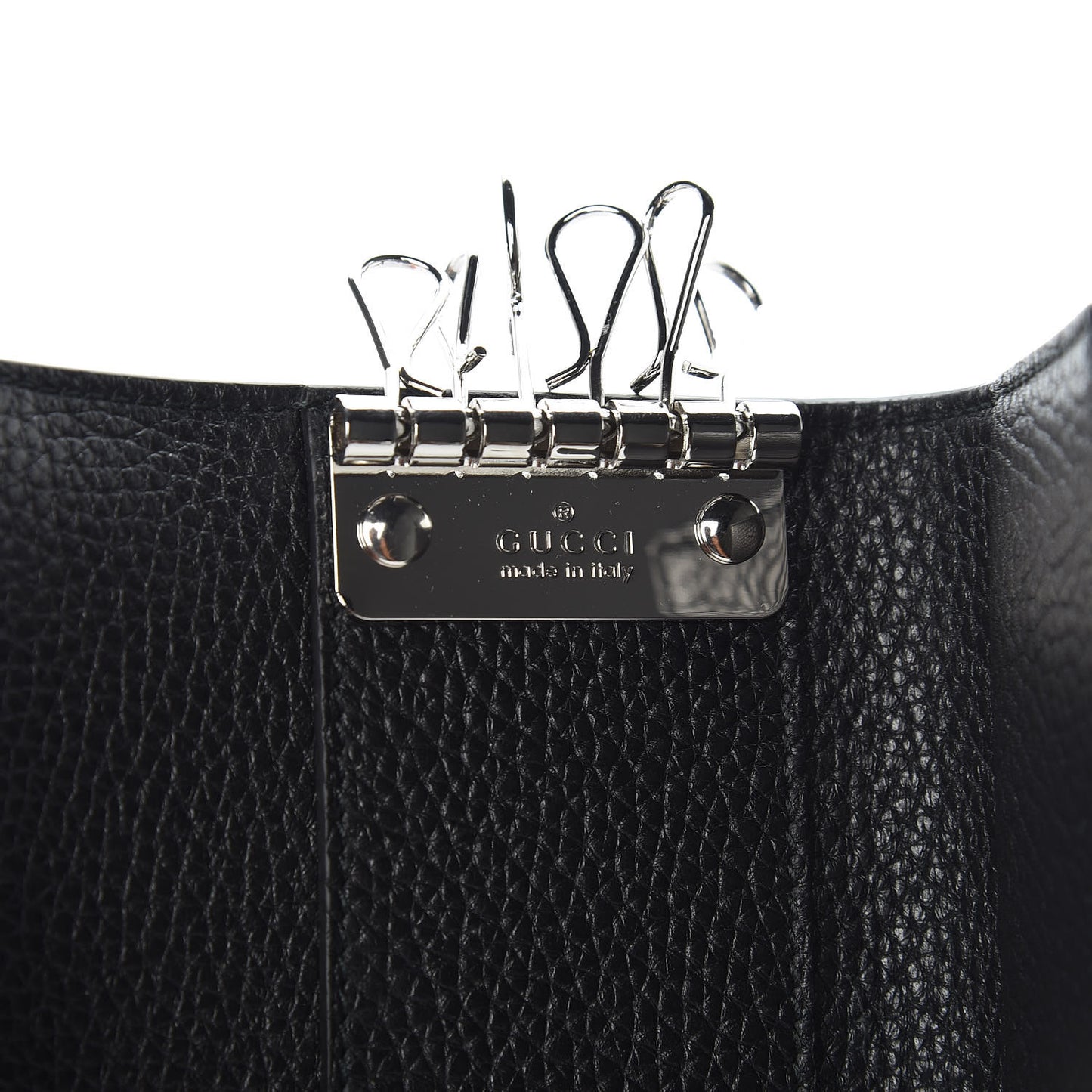 Pebbled Calfskin Dorian 6 Key Holder Case Black