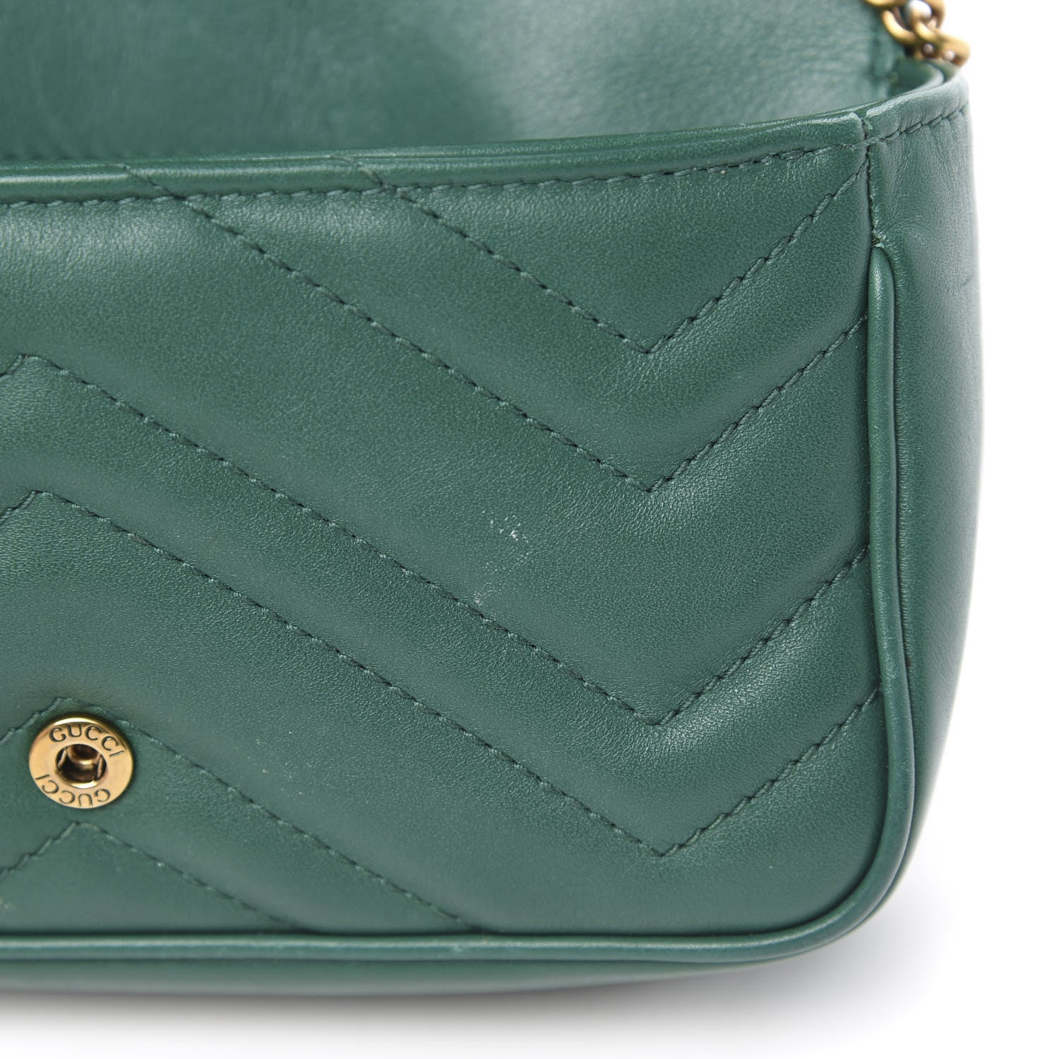 Gucci Calfskin Matelasse Super Mini GG Marmont Shoulder Bag Emerald Green 13 of 18