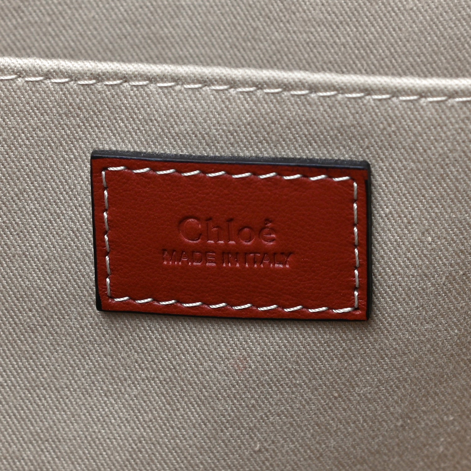 Chloe Cotton Calfskin Large Woody Ribbon Tote White Brown 7 of 10