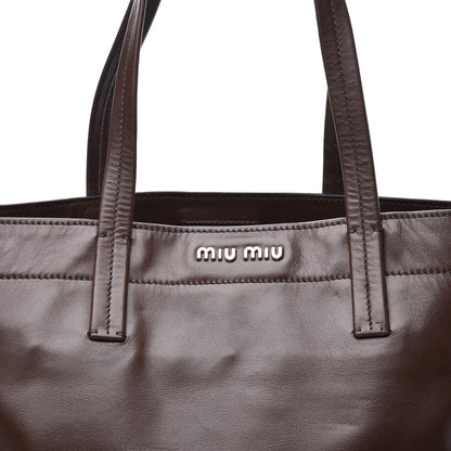 Miu Miu Vitello Soft Calfskin Shopping Tote Bruciato 9 of 10