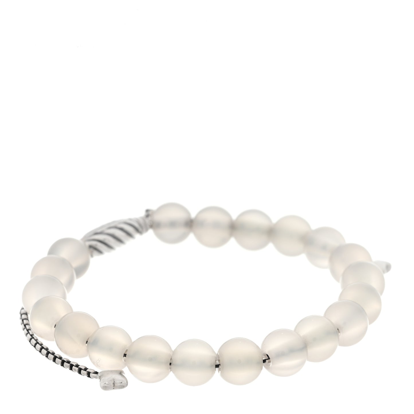 Sterling Silver Chalcedony 8mm Spiritual Beads Adjustable Bracelet