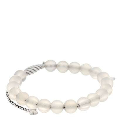 David Yurman Sterling Silver Chalcedony 8mm Spiritual Beads Adjustable Bracelet 1 of 3