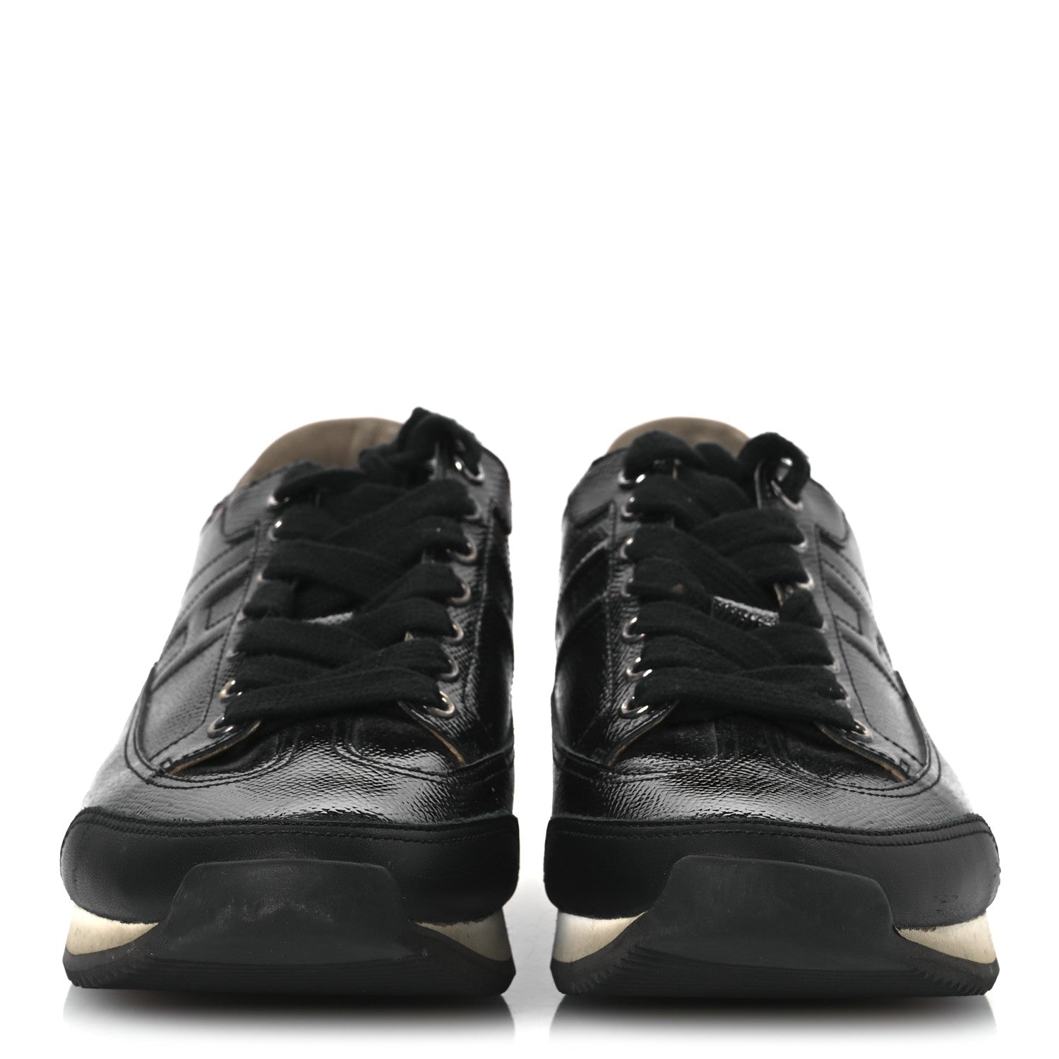 Hermes Patent Epsom Calfskin Trail Sneakers 37 Black 3 of 14