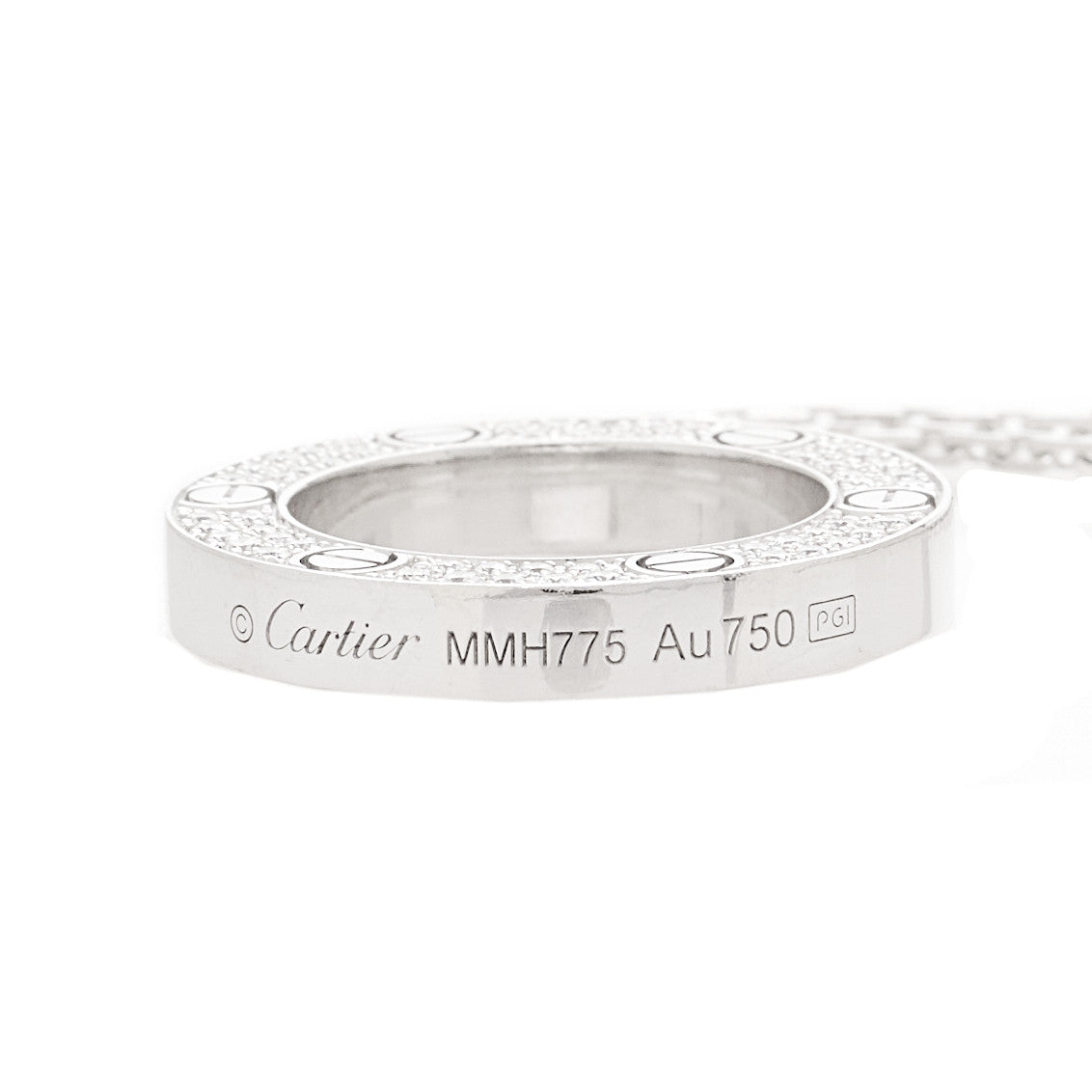 18K White Gold Diamond Interlocking LOVE Paved Necklace