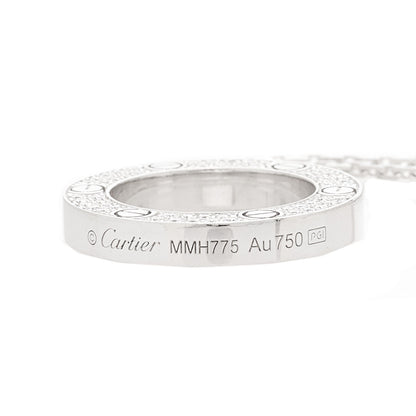 Cartier 18K White Gold Diamond Interlocking LOVE Paved Necklace 6 of 6