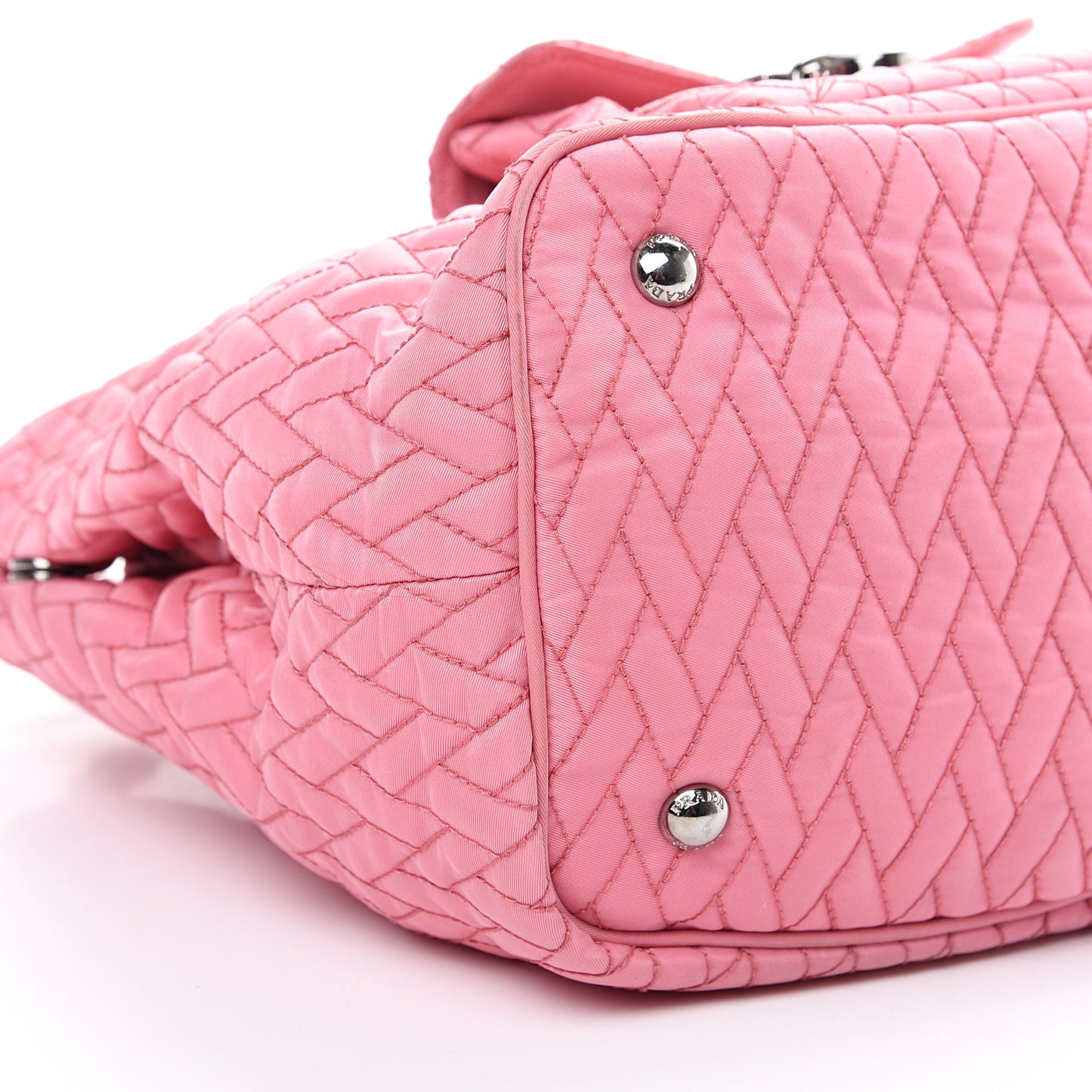 Nylon Tessuto Impuntu Quilted Shoulder Bag Pink