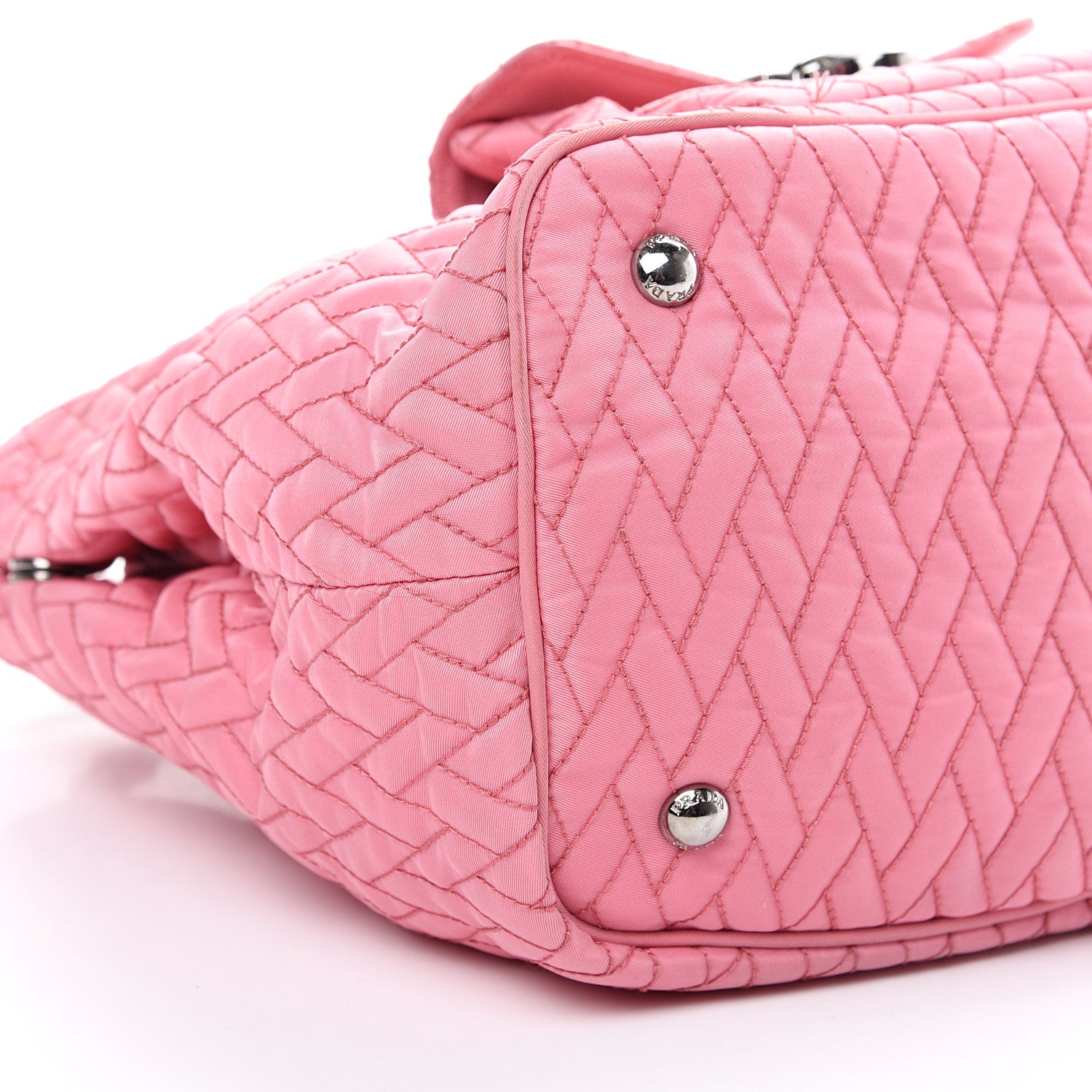 Prada Nylon Tessuto Impuntu Quilted Shoulder Bag Pink 9 of 13