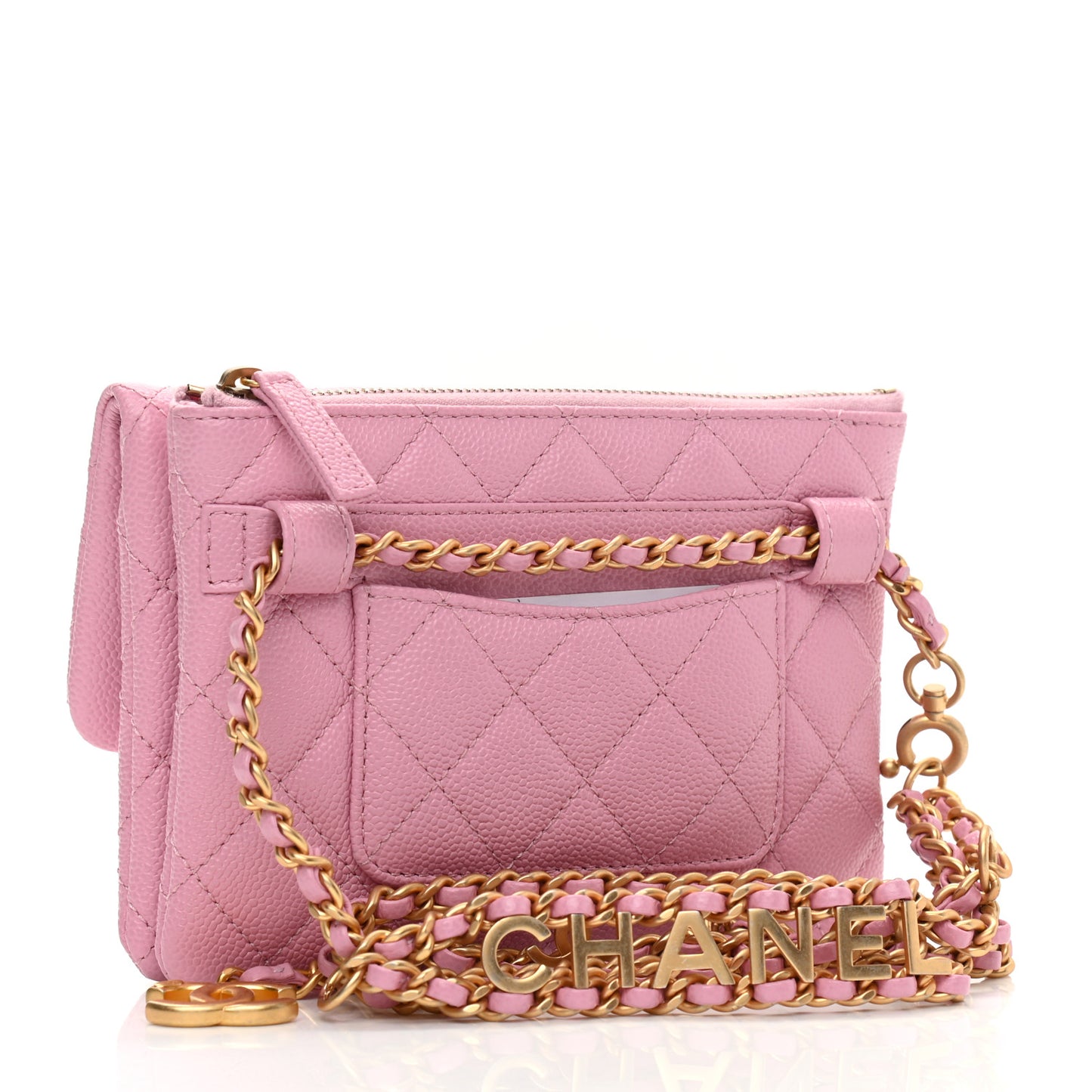 Shiny Caviar Pick Me Up Flap Belt Bag Pink Pink