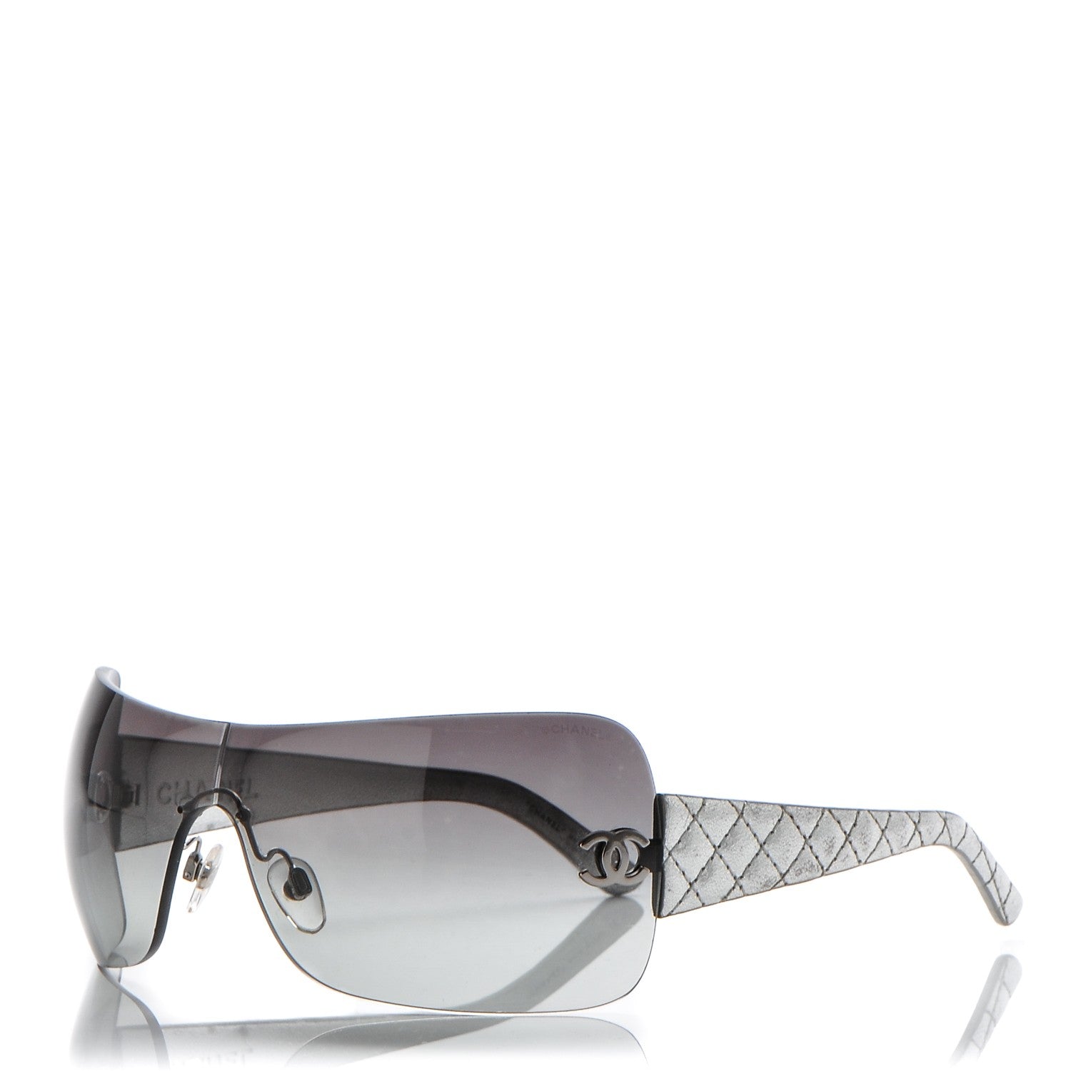 Chanel Metallic Quilted CC Sunglasses 4157-Q Silver 1 of 7