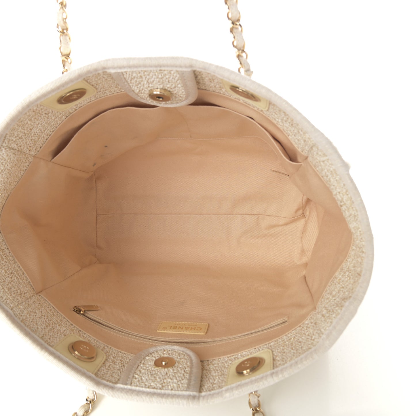 Lurex Boucle Small Deauville Tote Ivory