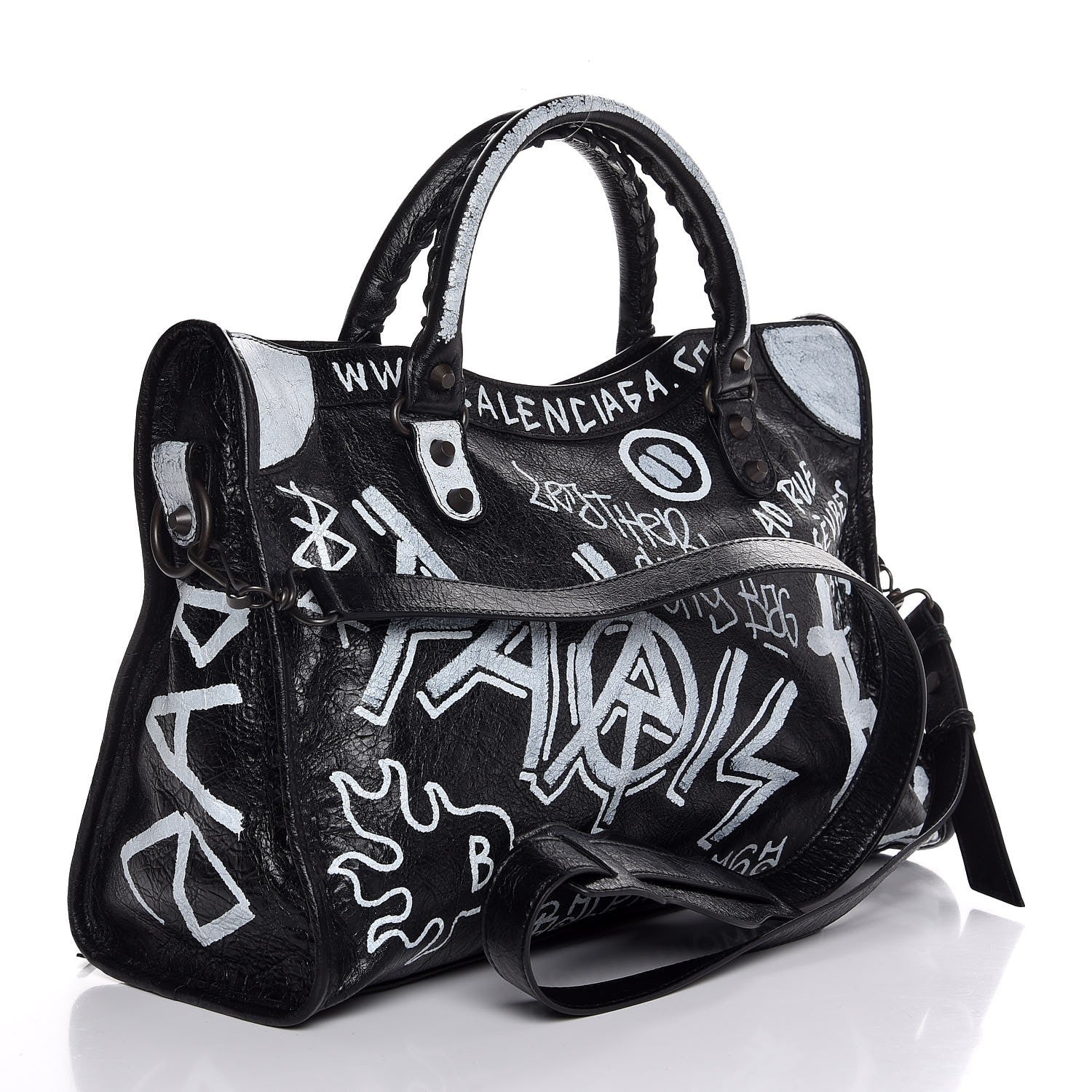 Balenciaga Agneau Arena Graffiti All Over Classic Hardware City Black White 5 of 8