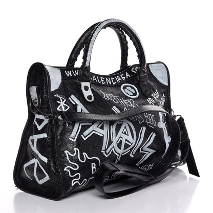 Balenciaga Agneau Arena Graffiti All Over Classic Hardware City Black White 5 of 8