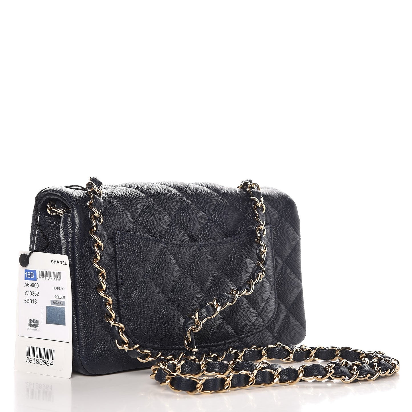 Caviar Quilted Mini Rectangular Flap Navy
