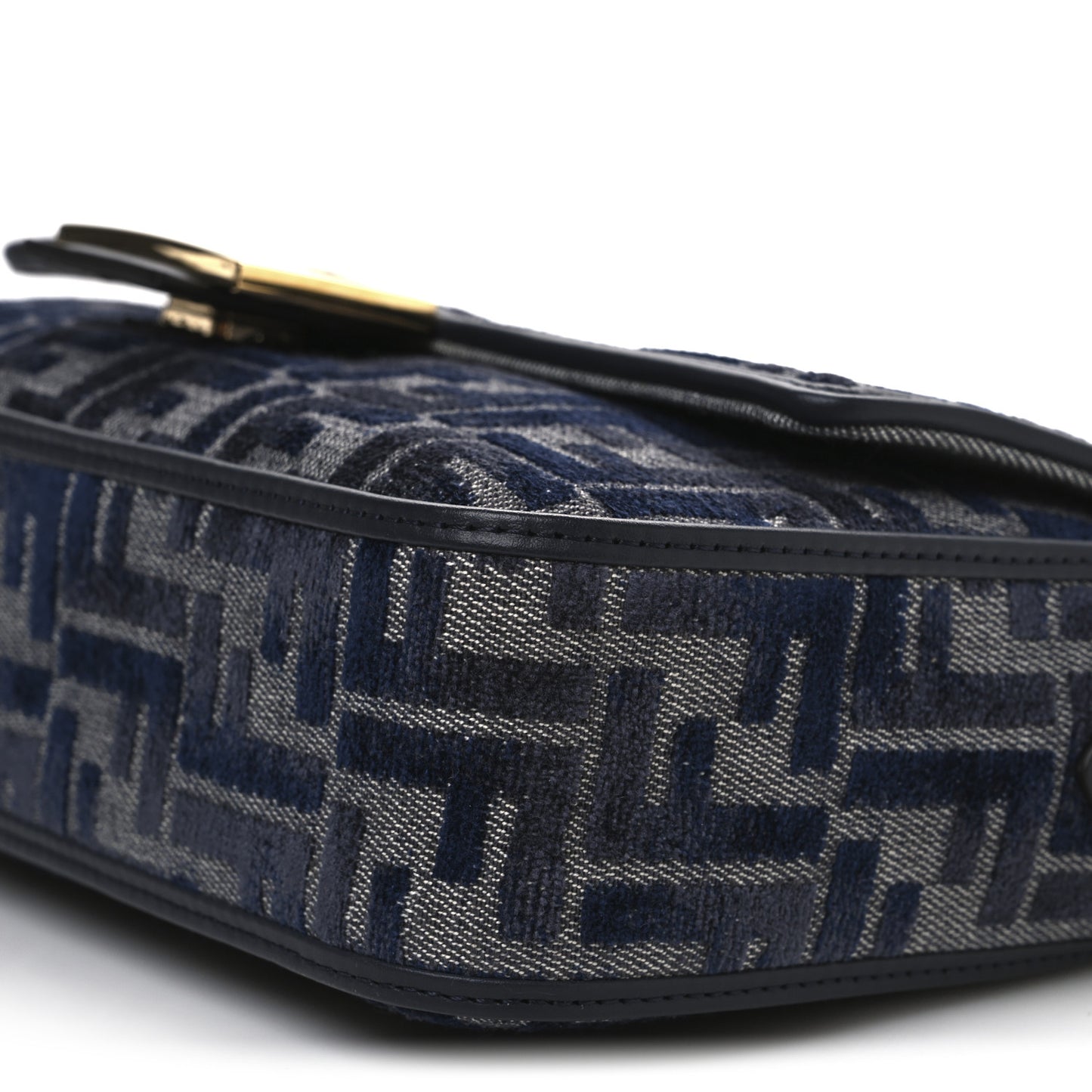 Chenille FF Embroidered Baguette Grigio Notte Flamingo