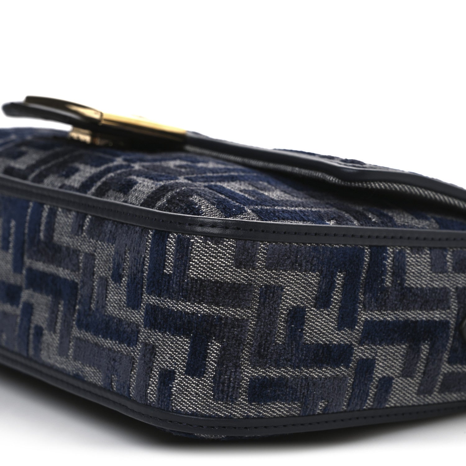 Fendi Chenille FF Embroidered Baguette Grigio Notte Flamingo 11 of 12