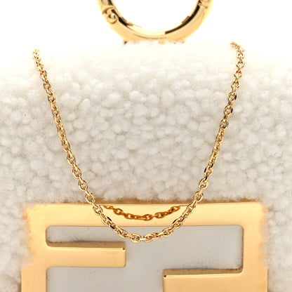 Fendi Shearling Nano Maxi Buckle Baguette Charm White 7 of 9