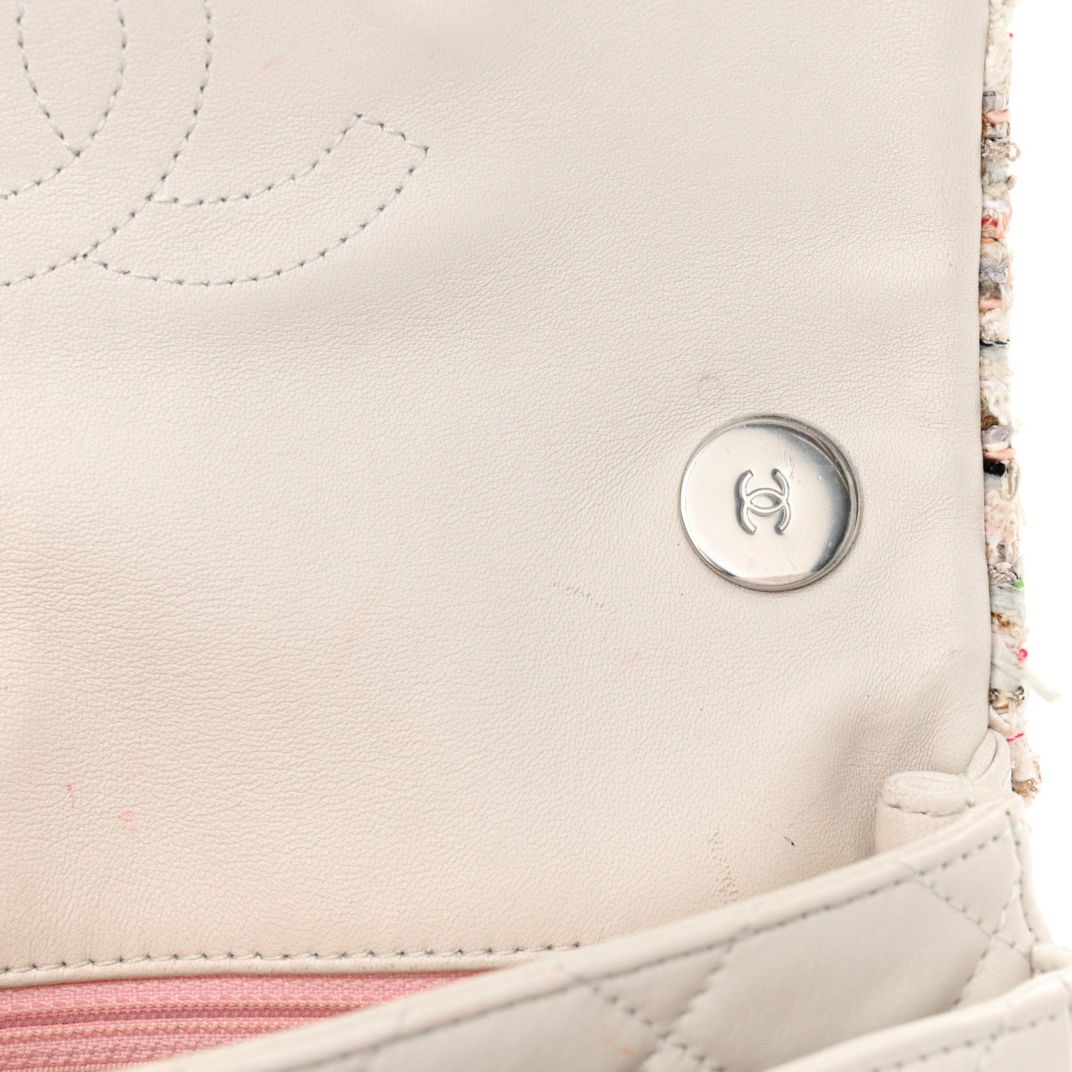 Chanel Lambskin Tweed Quilted Elegant Trim Flap White 12 of 12