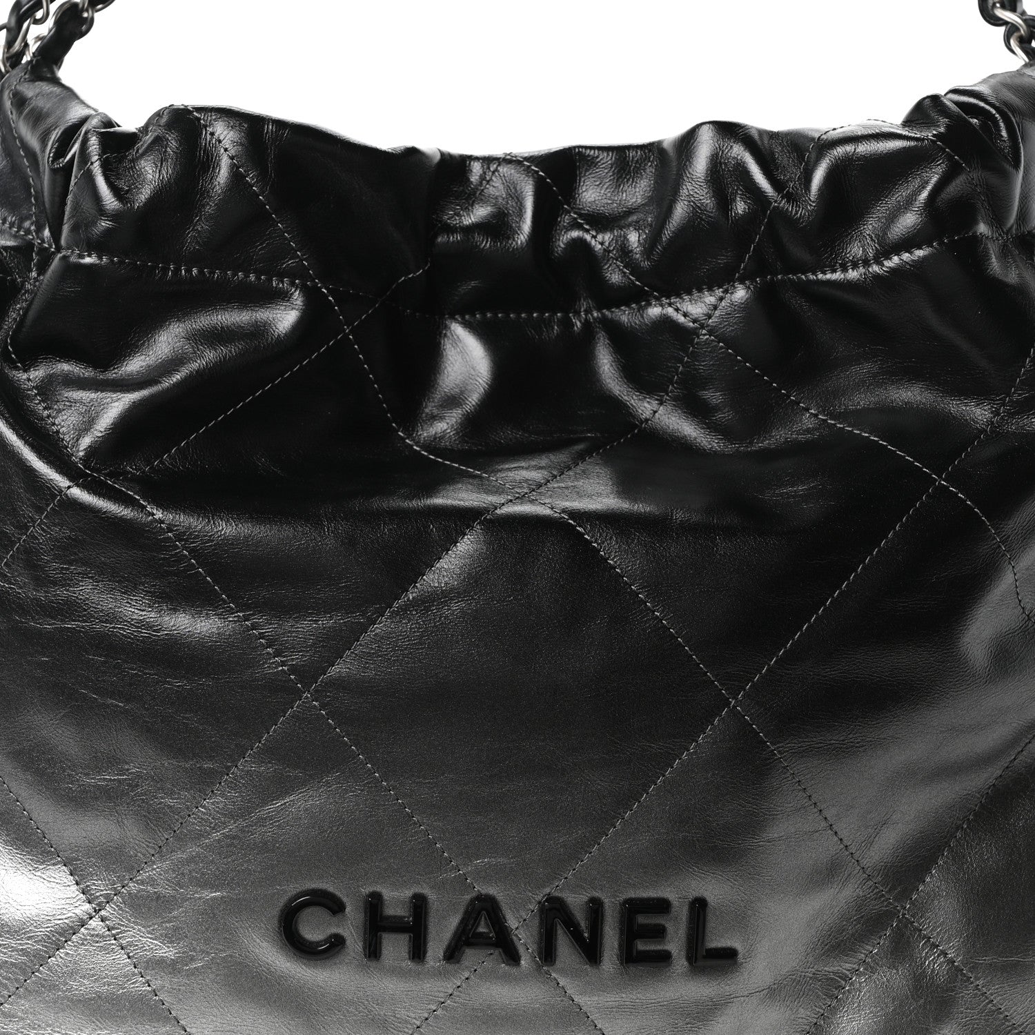 Chanel Metallic Shaded Calfskin Quilted Chanel 22 Black Silver