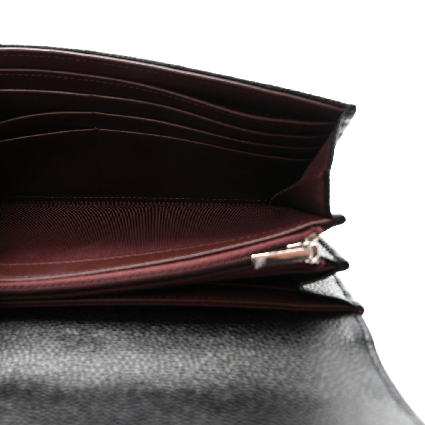 Caviar Quilted Large Gusset Flap Wallet Black