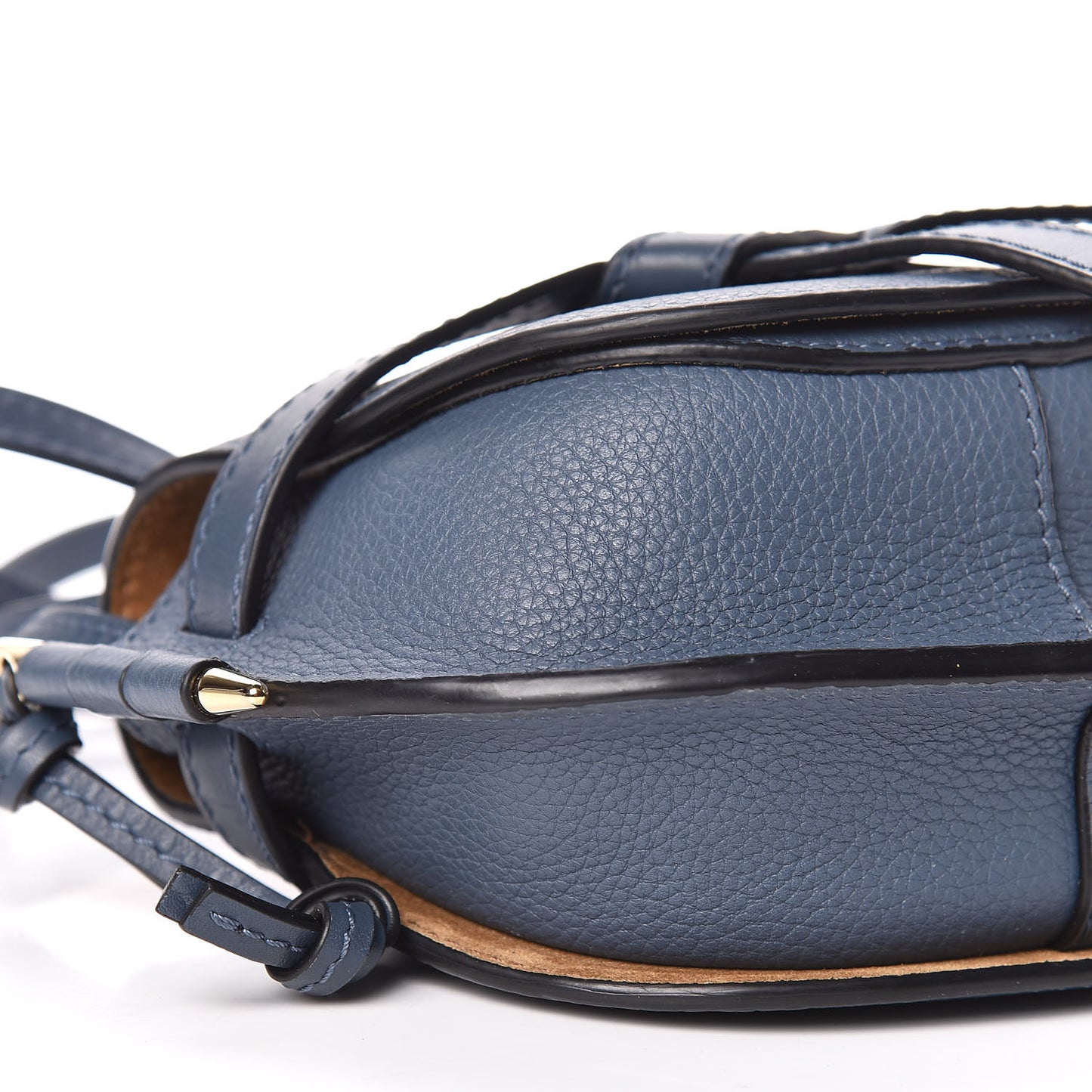 Grained Calfskin Mini Gate Crossbody Bag Steel Blue