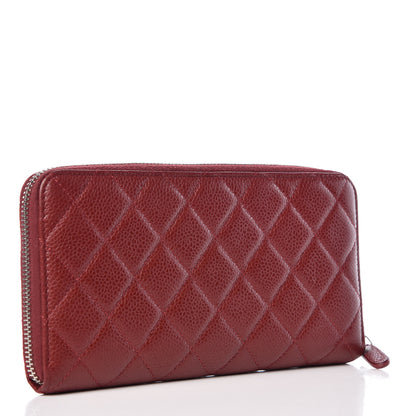 Chanel Caviar Quilted Large Gusset Zip Around Wallet Red 3 of 11