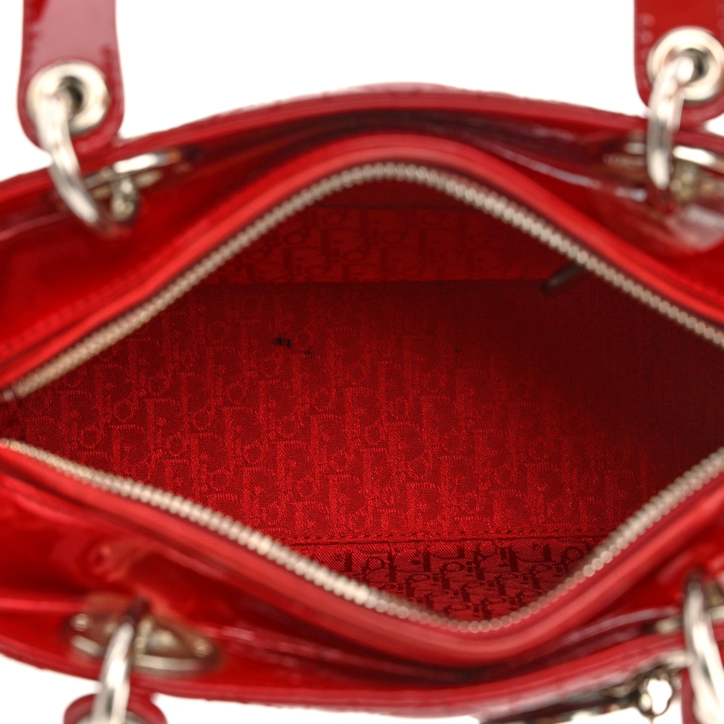 Patent Cannage Medium Lady Dior Red